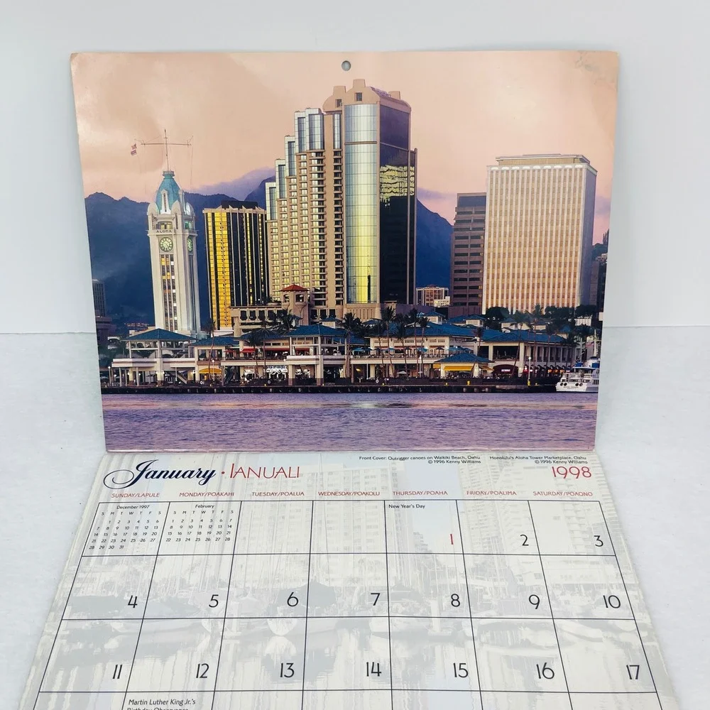 Vintage 1998 Beautiful Waikiki and Oahu Hawaii Wall Calendar Kenny Williams ABC